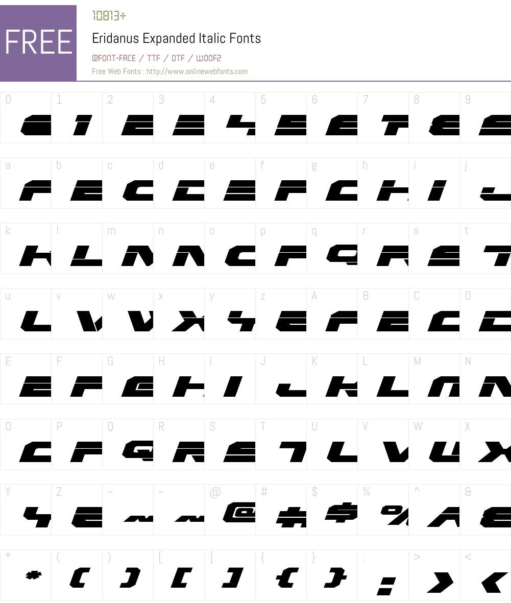 Eridanus Expanded Italic Font Screenshots