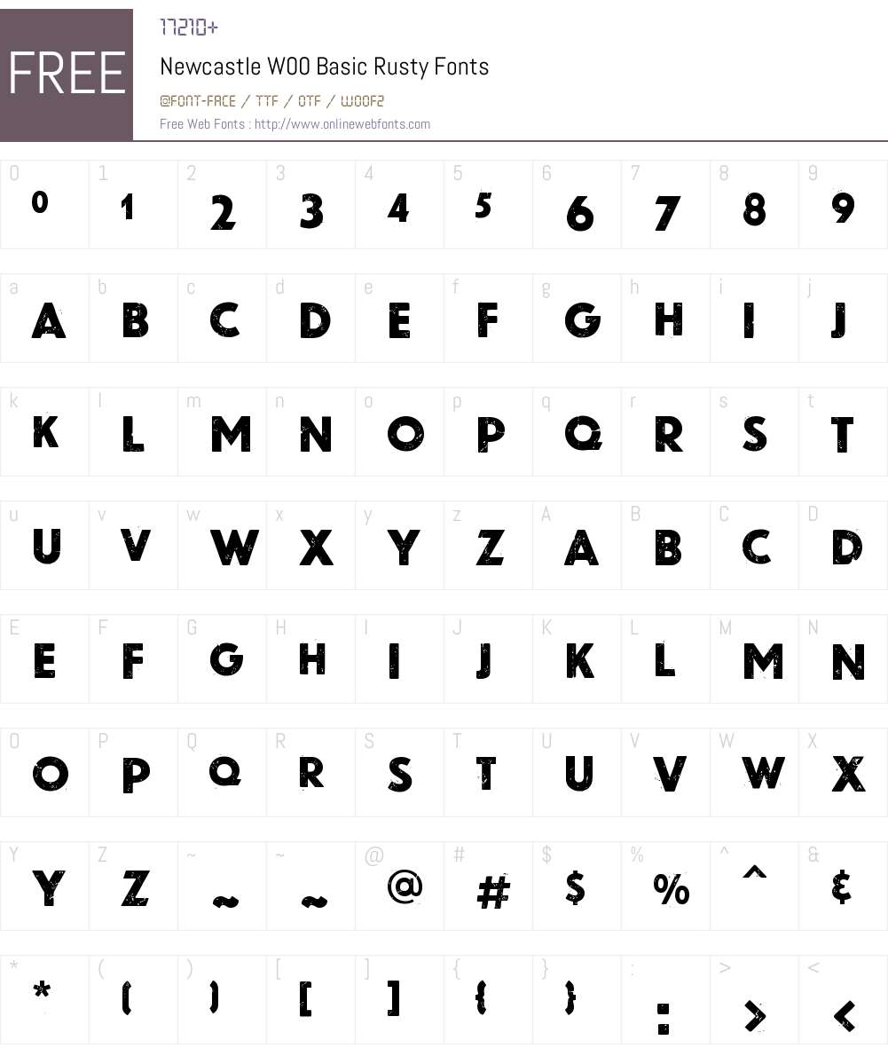 NewcastleW00-BasicRusty Font Screenshots