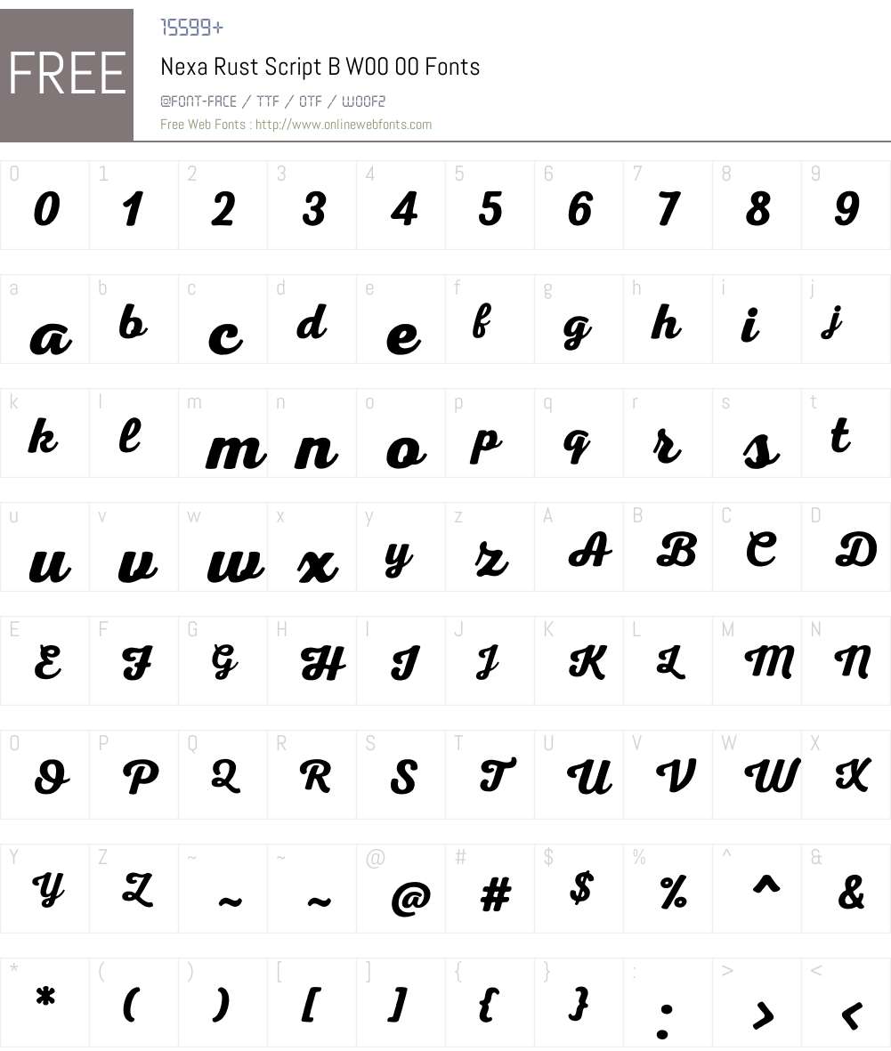 NexaRustScriptBW00-00 Font Screenshots