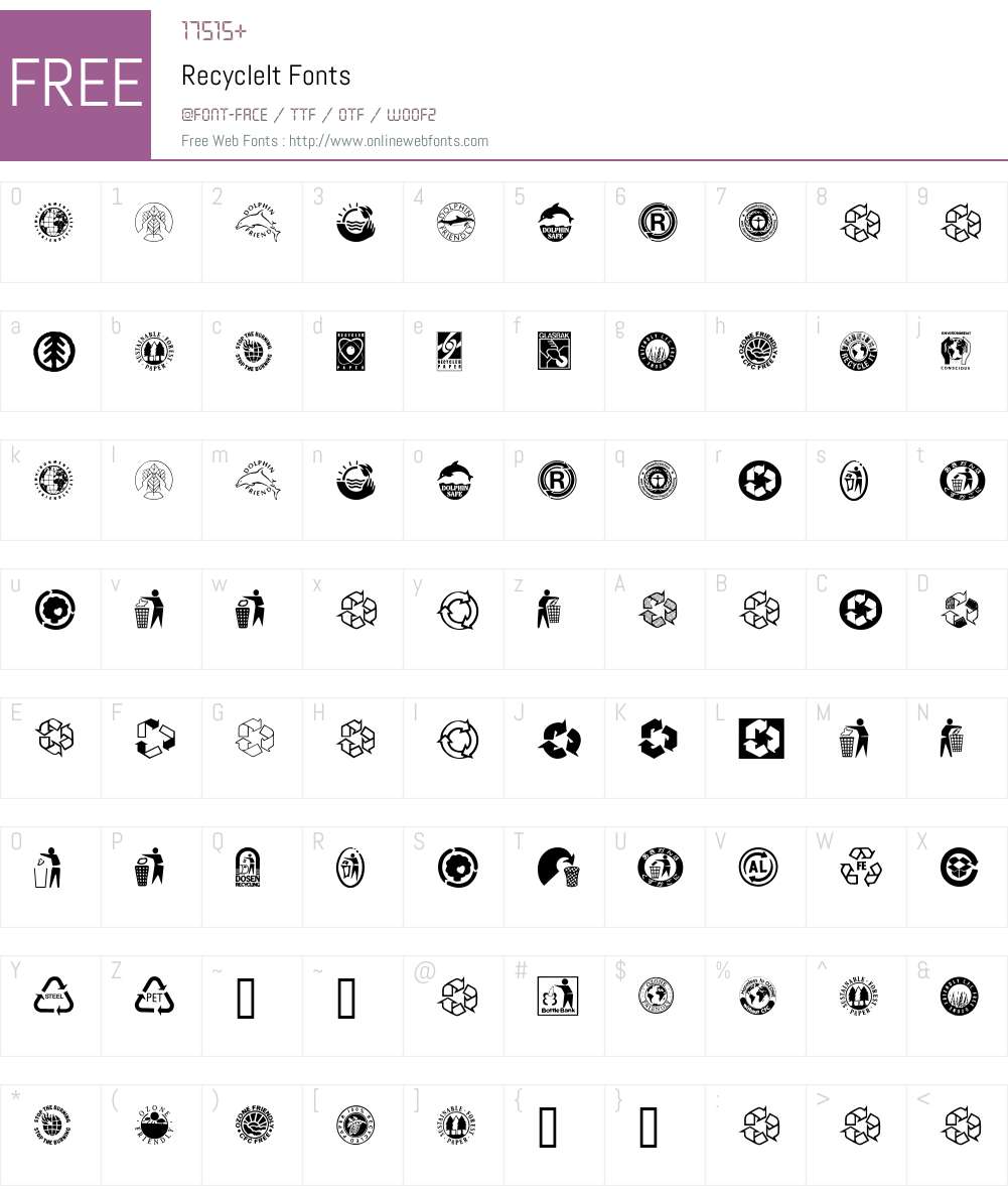 RecycleIt Font Screenshots