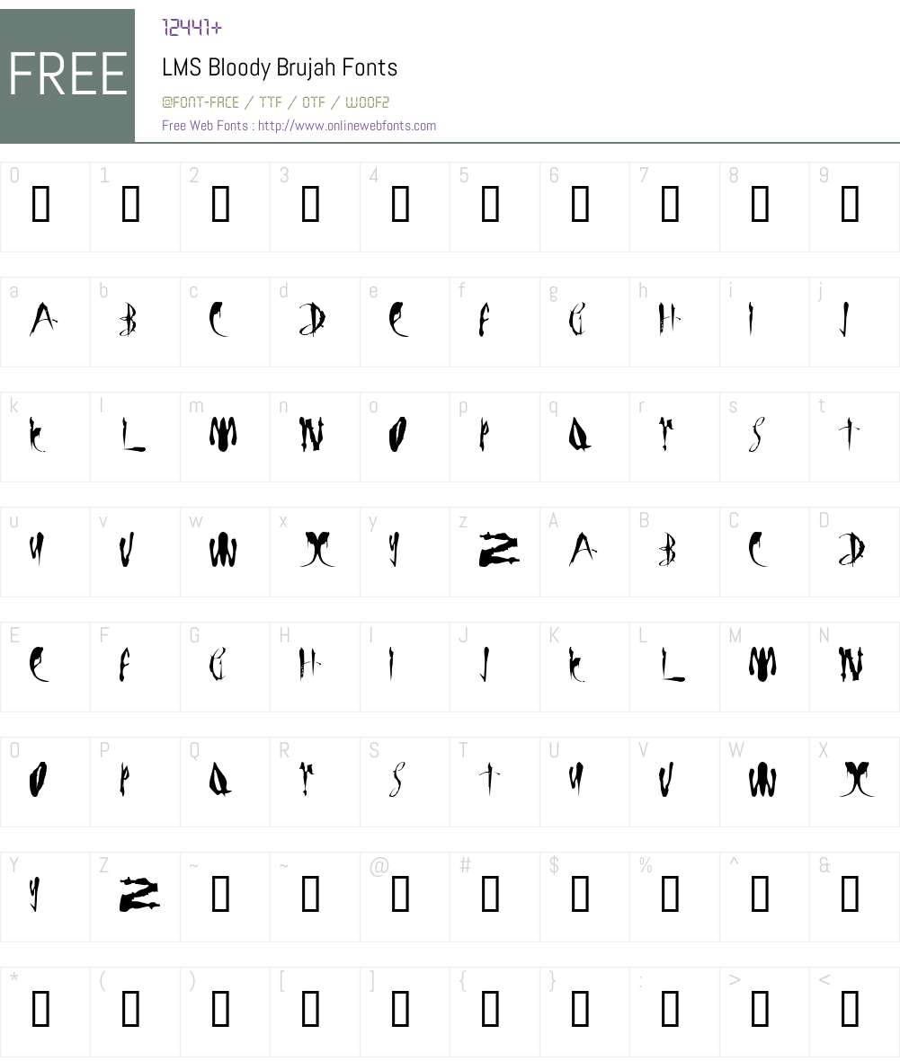 LMS Bloody Brujah Font Screenshots