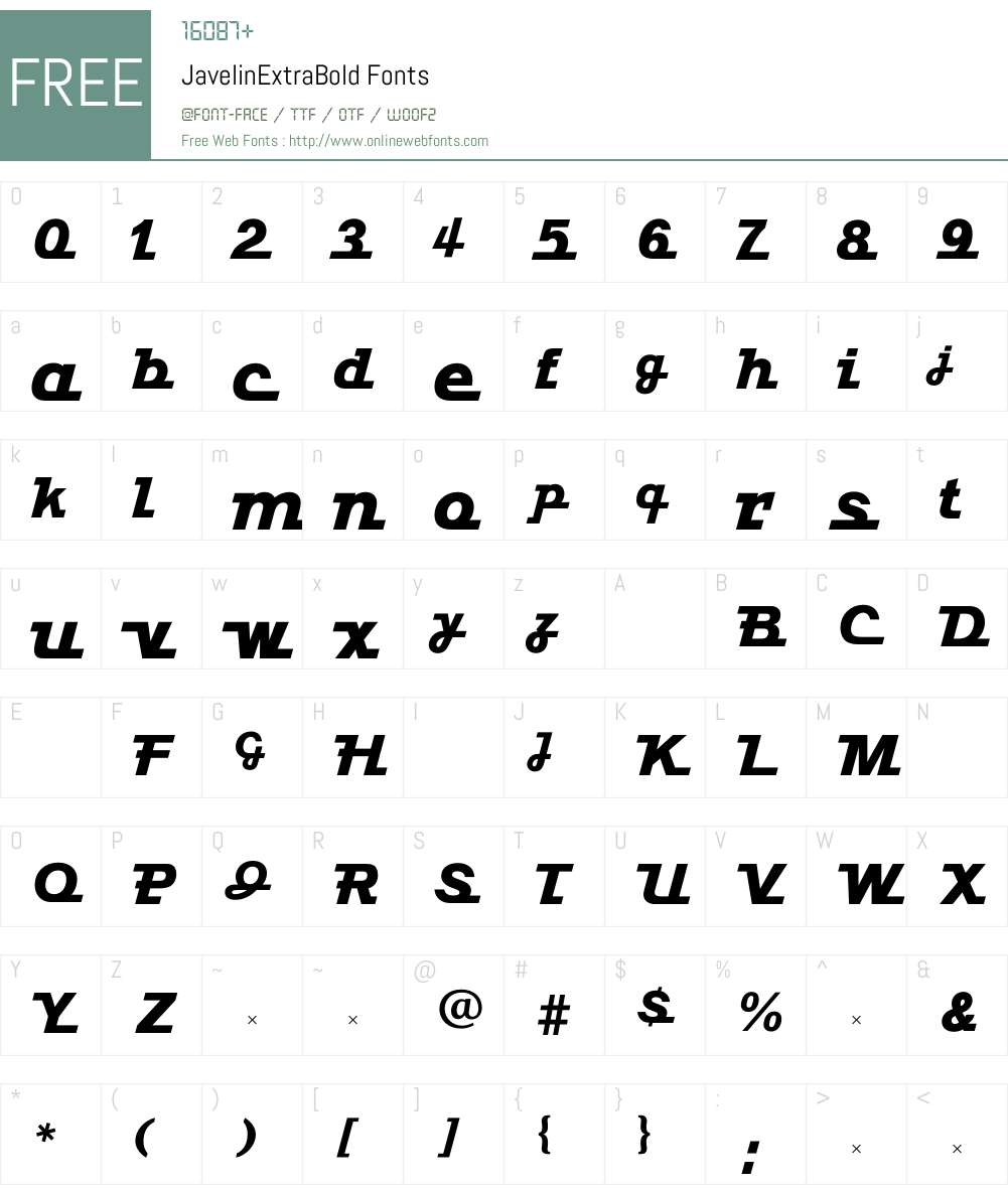 JavelinExtraBold Font Screenshots