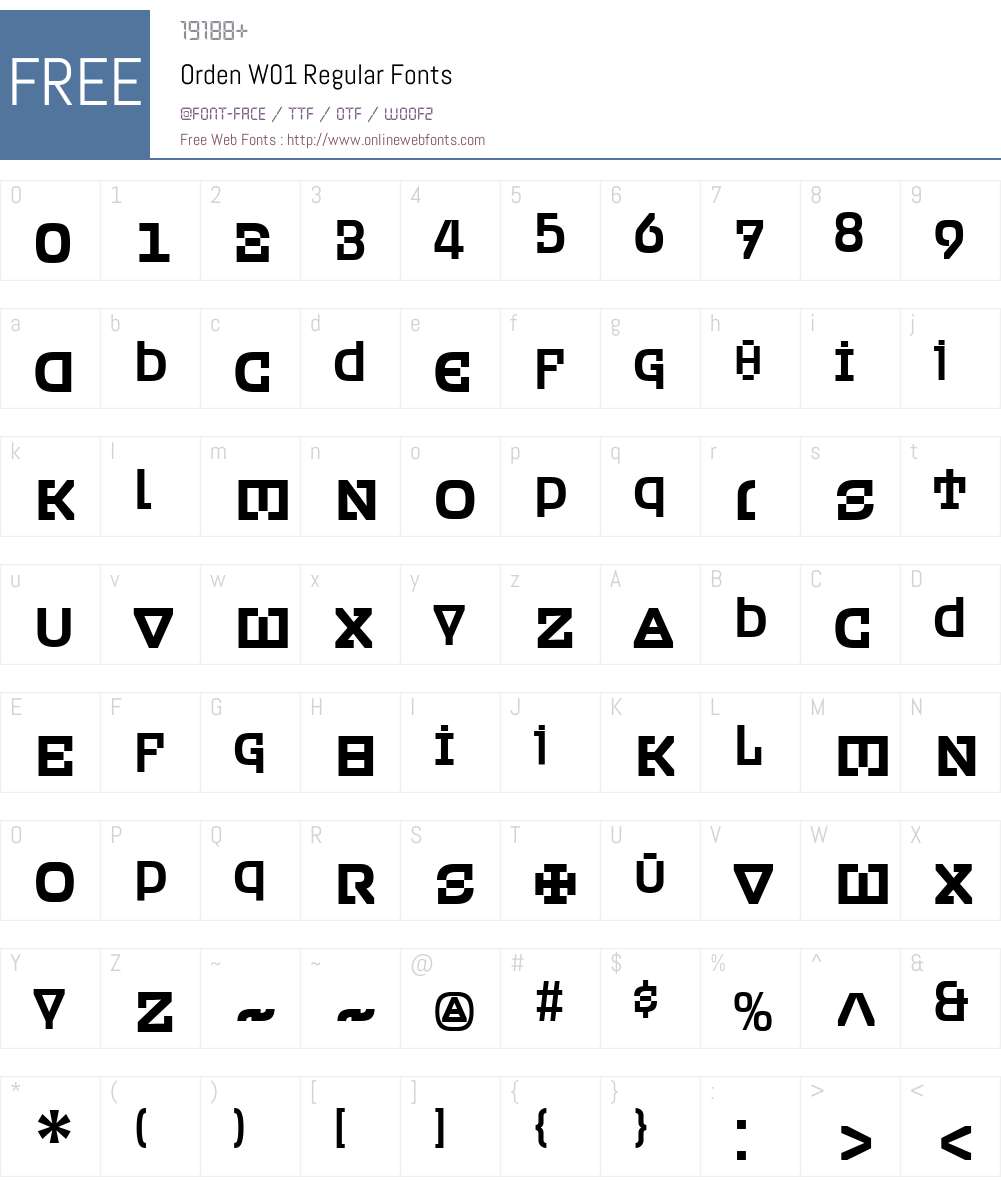 OrdenW01-Regular Font Screenshots