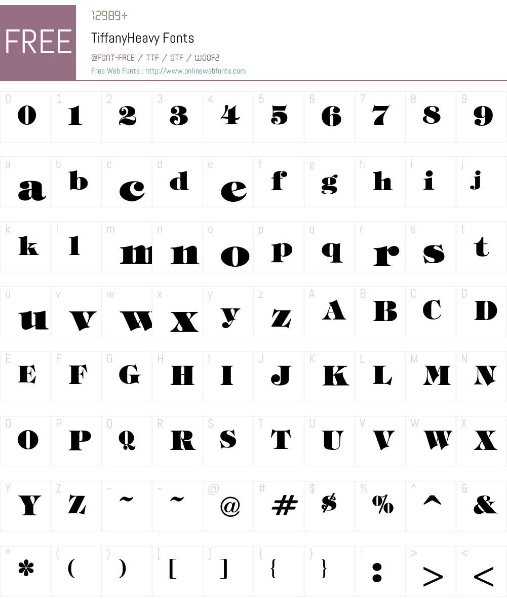 Tiffany Font Screenshots