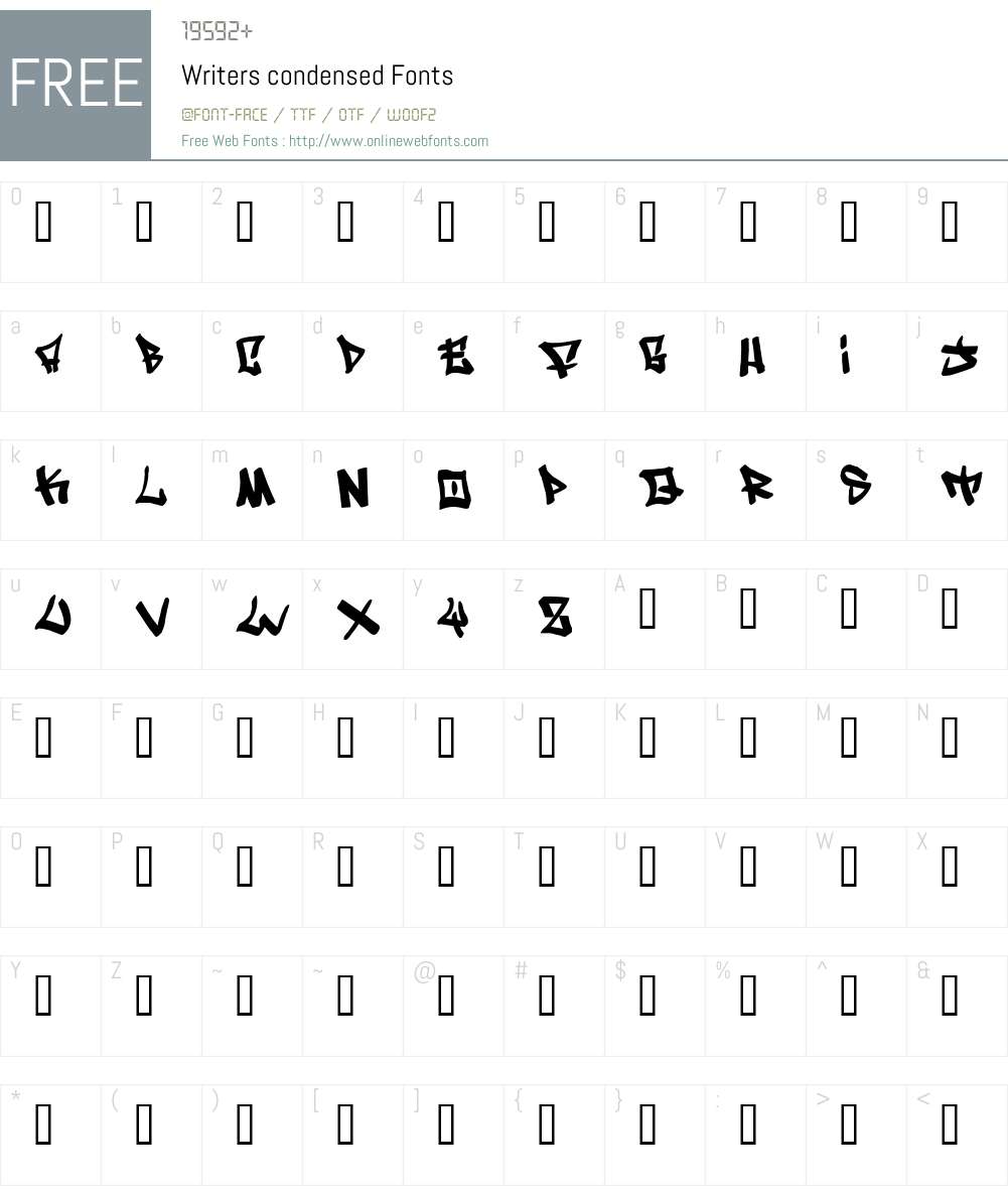 Writers condensed Font Screenshots