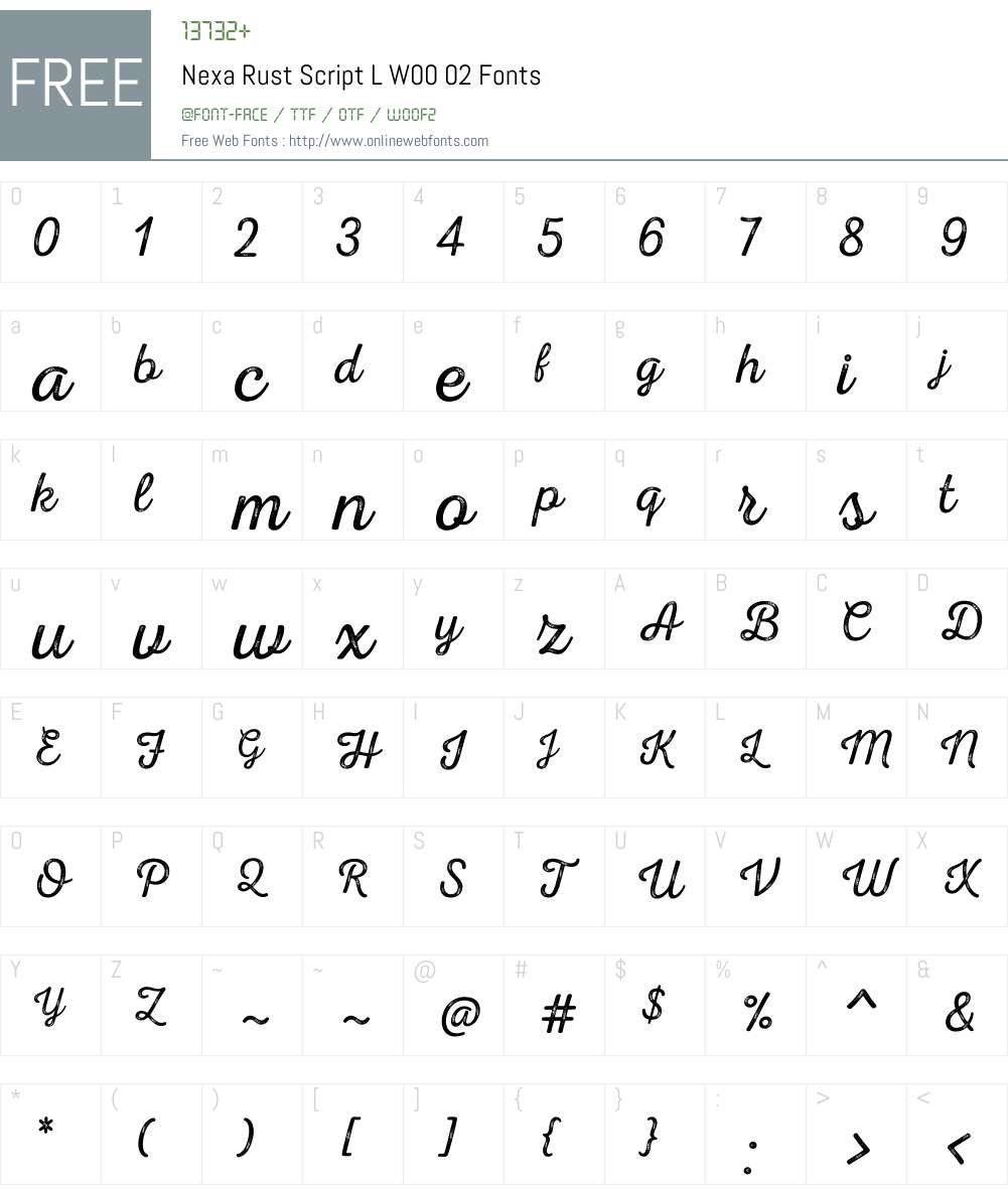 NexaRustScriptLW00-02 Font Screenshots