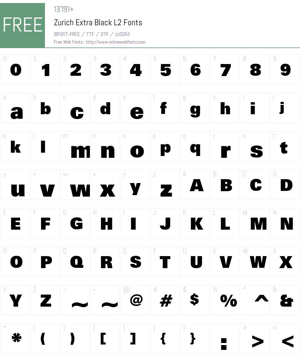 Zurich XBlk L2 Font Screenshots