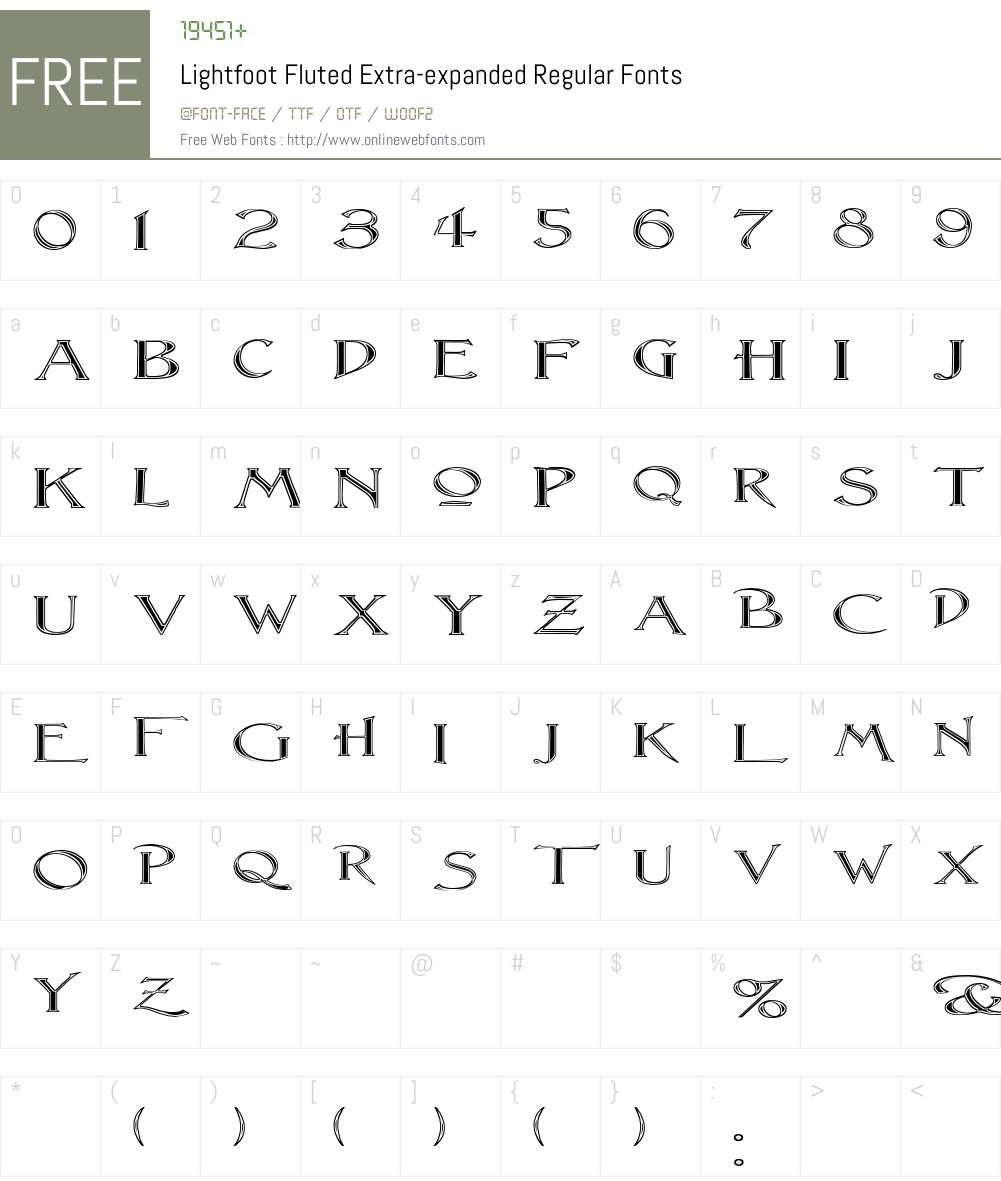 Lightfoot Fluted Font Screenshots
