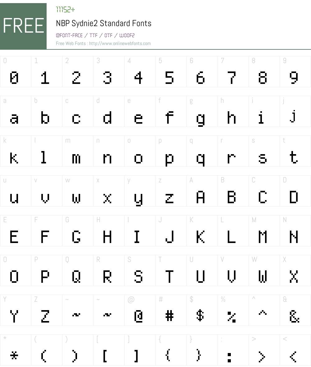 NBP Sydnie2 Standard Font Screenshots