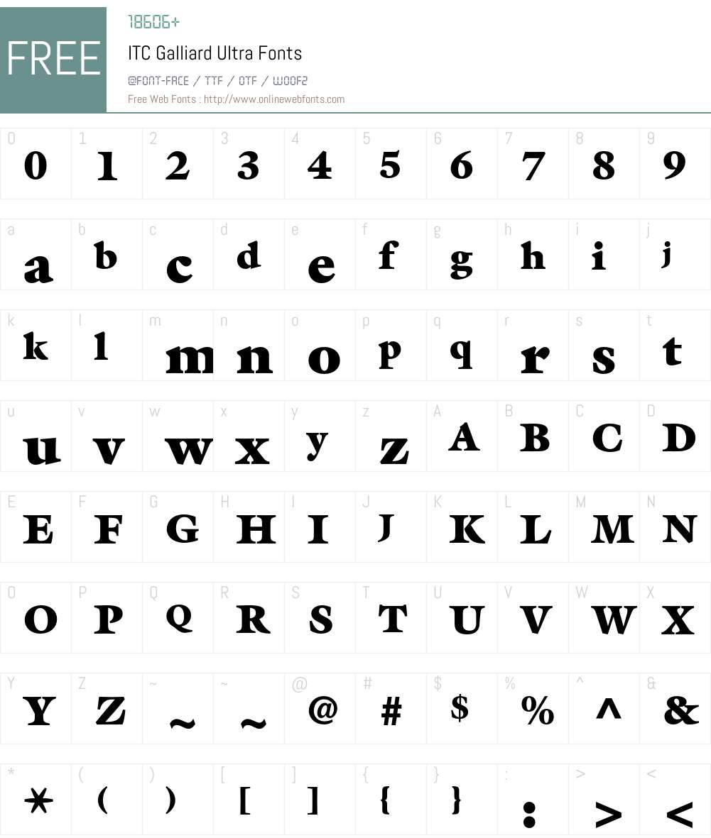 ITC Galliard Font Screenshots