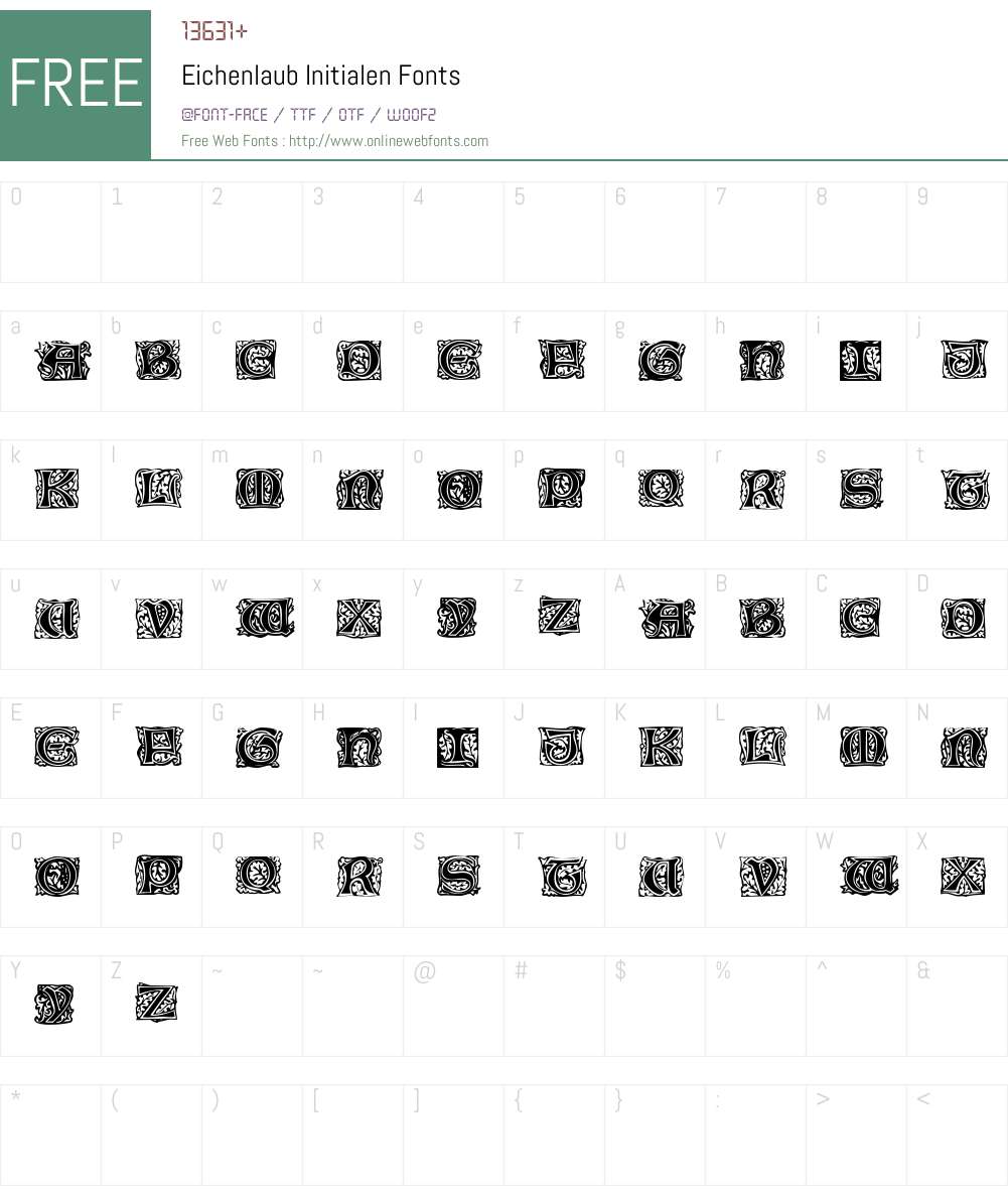 Eichenlaub Initialen Font Screenshots