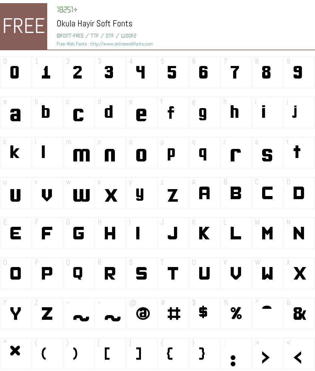 Okula Hayir Soft Font Screenshots