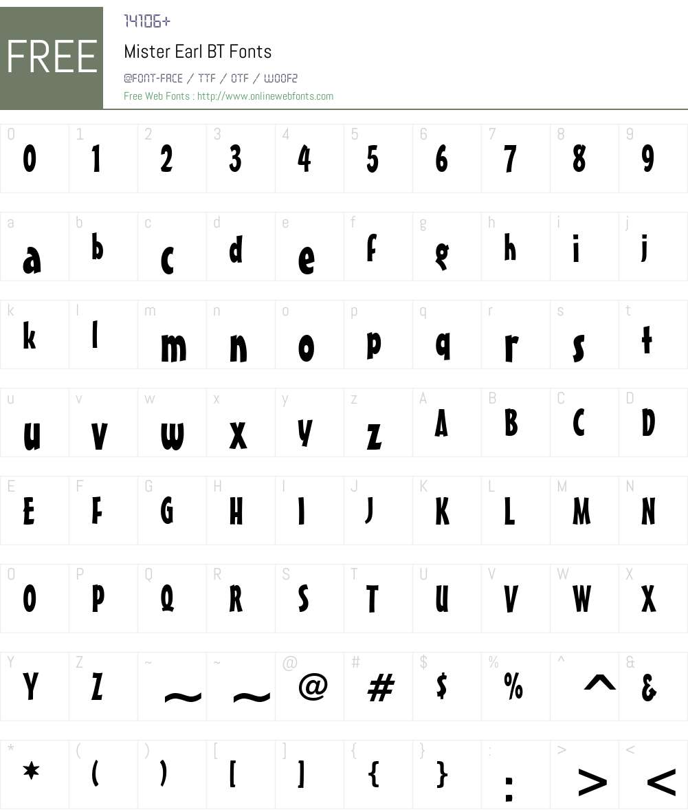 MisterEarl BT Font Screenshots