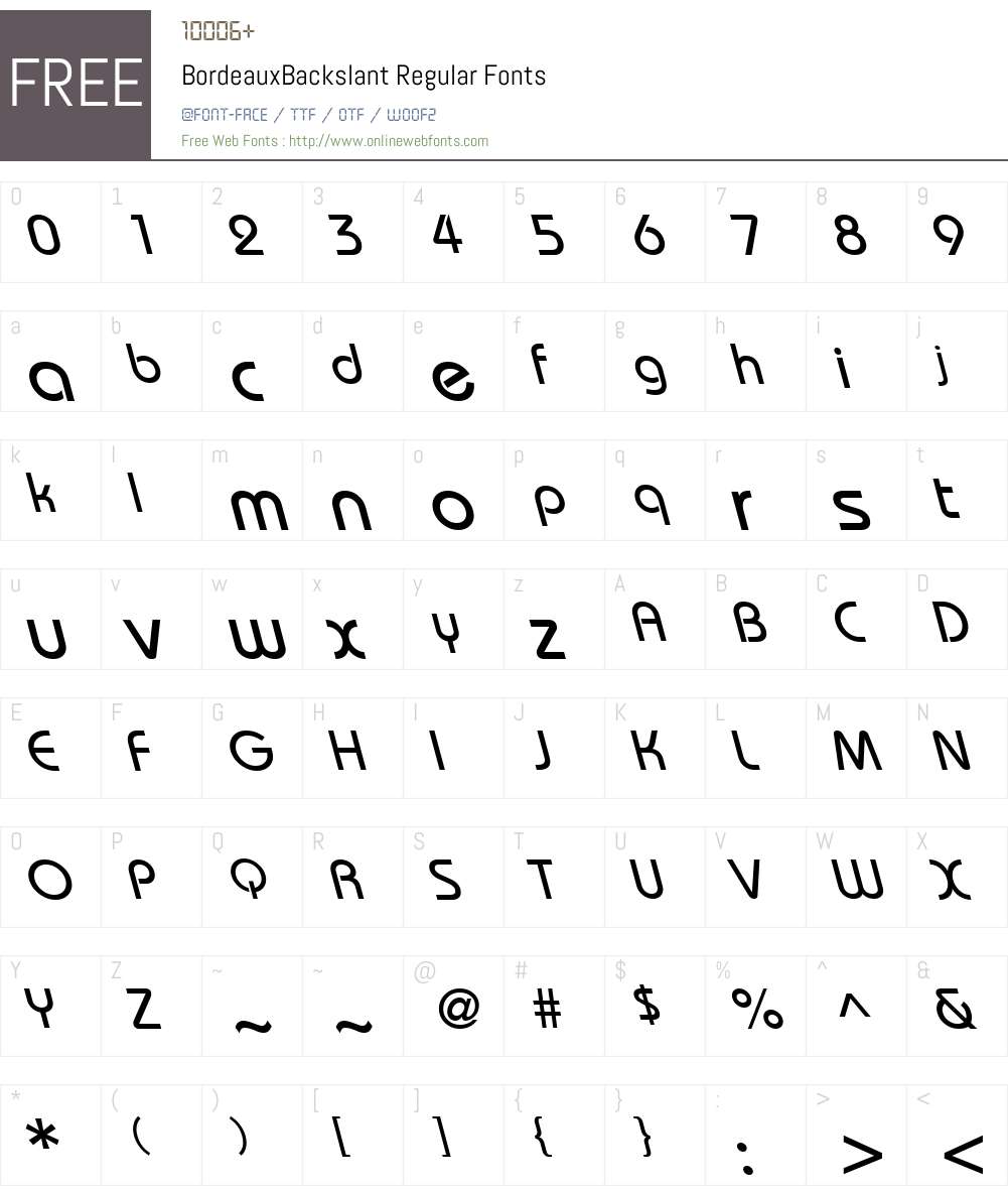 BordeauxBackslant Font Screenshots