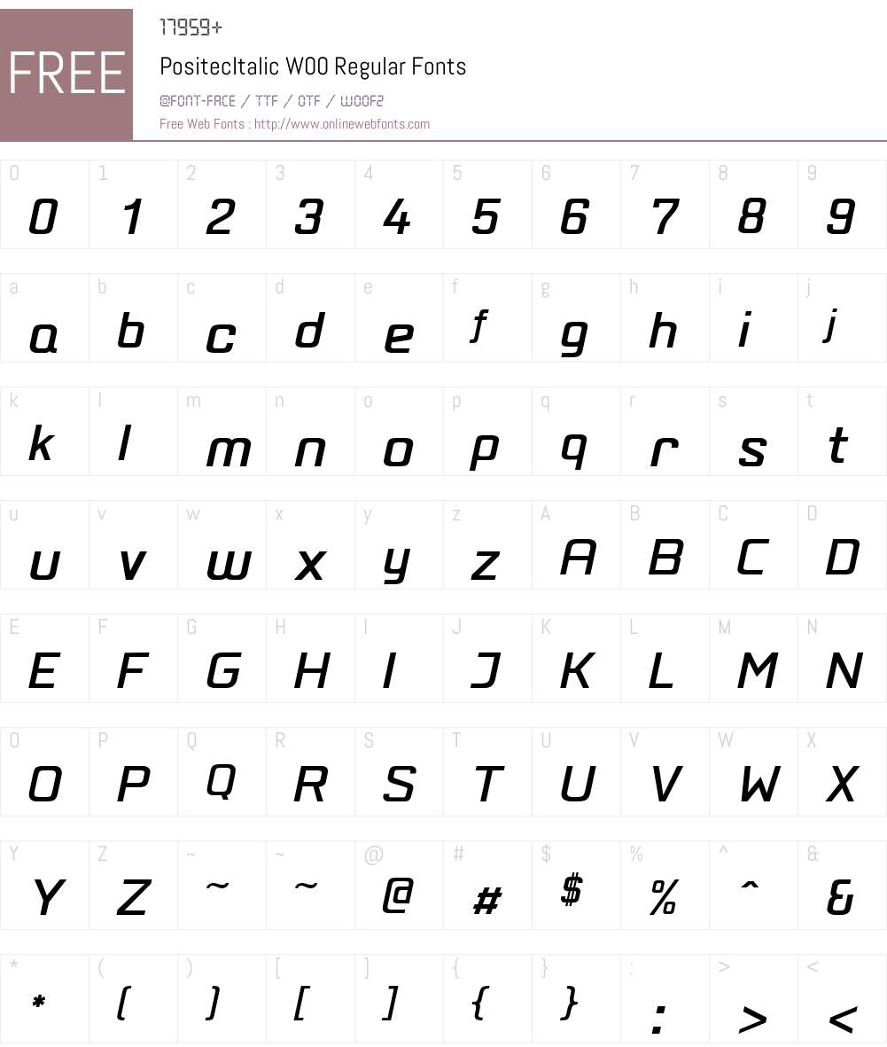 PositecItalic Font Screenshots