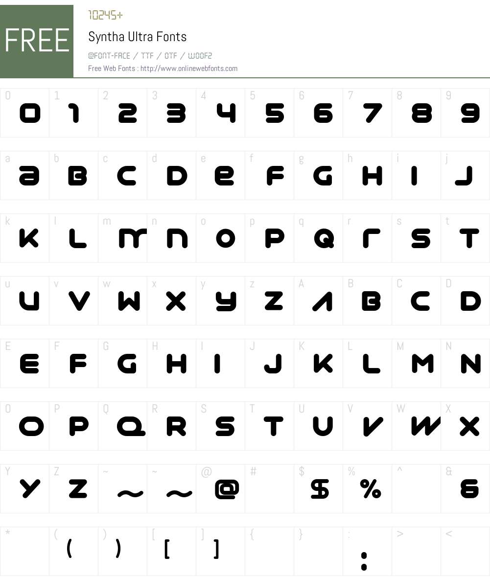 Syntha Font Screenshots