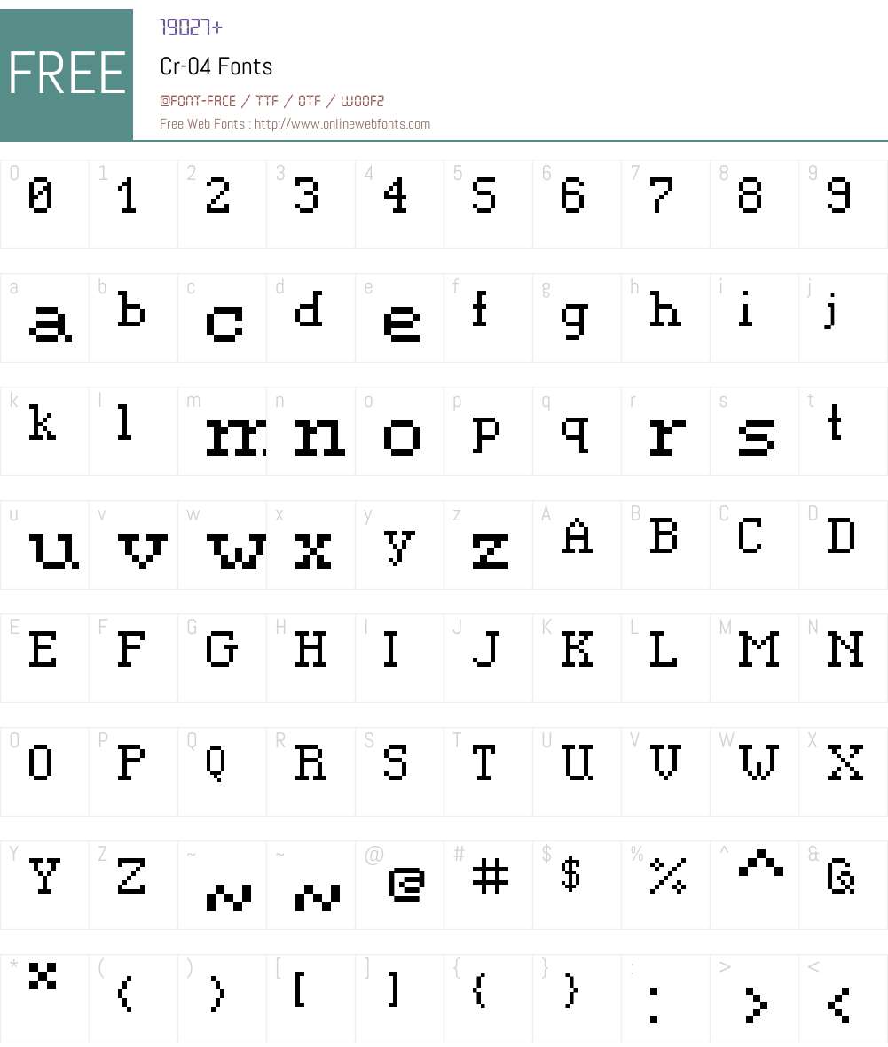 Cr-04 Font Screenshots