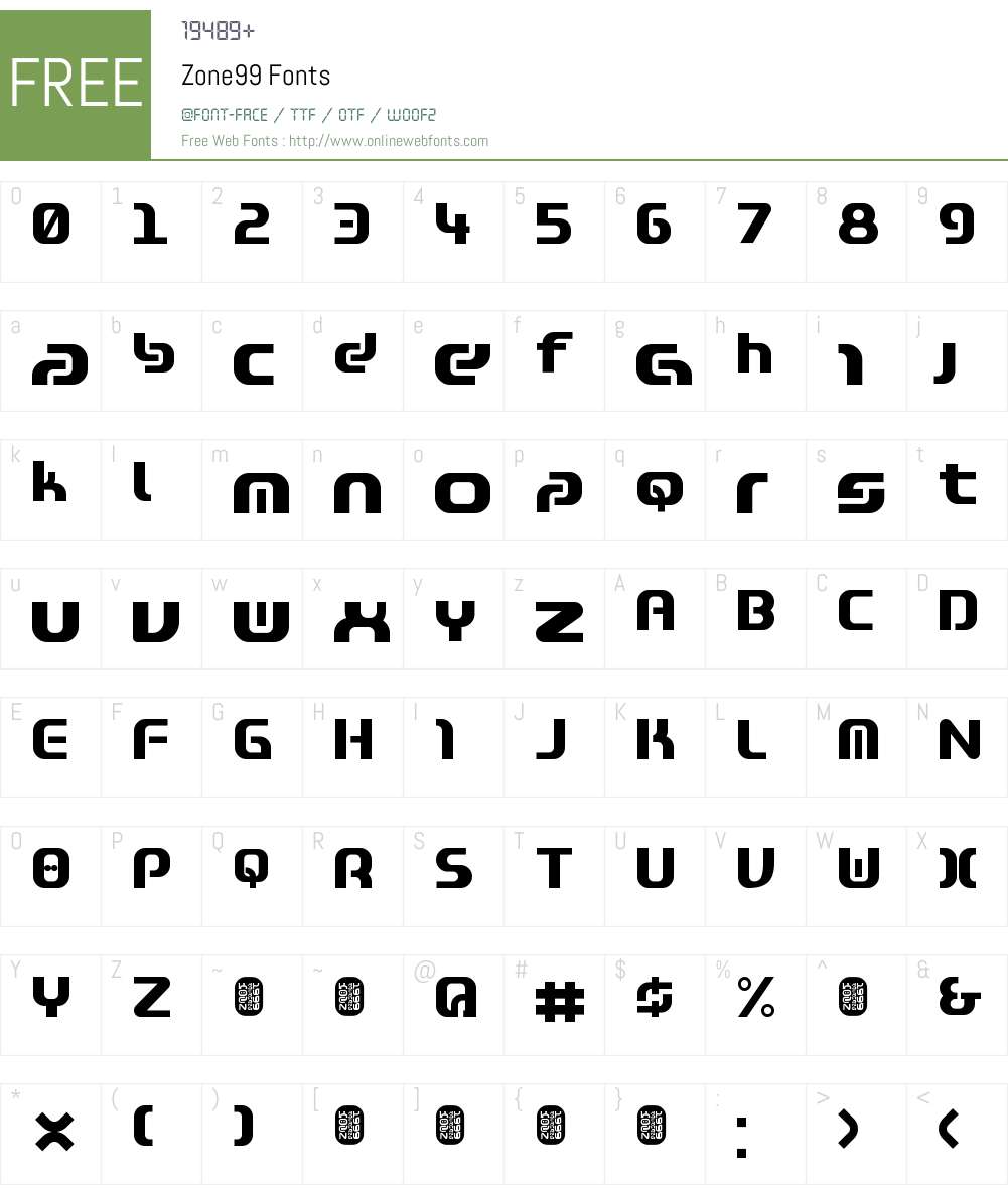 Zone99 Font Screenshots