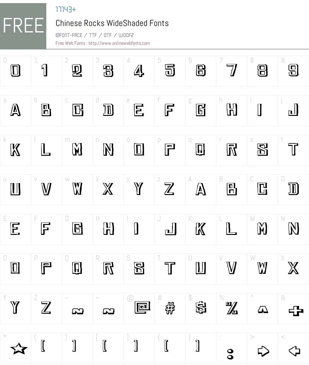 Chinese Rocks WideShaded Font Screenshots