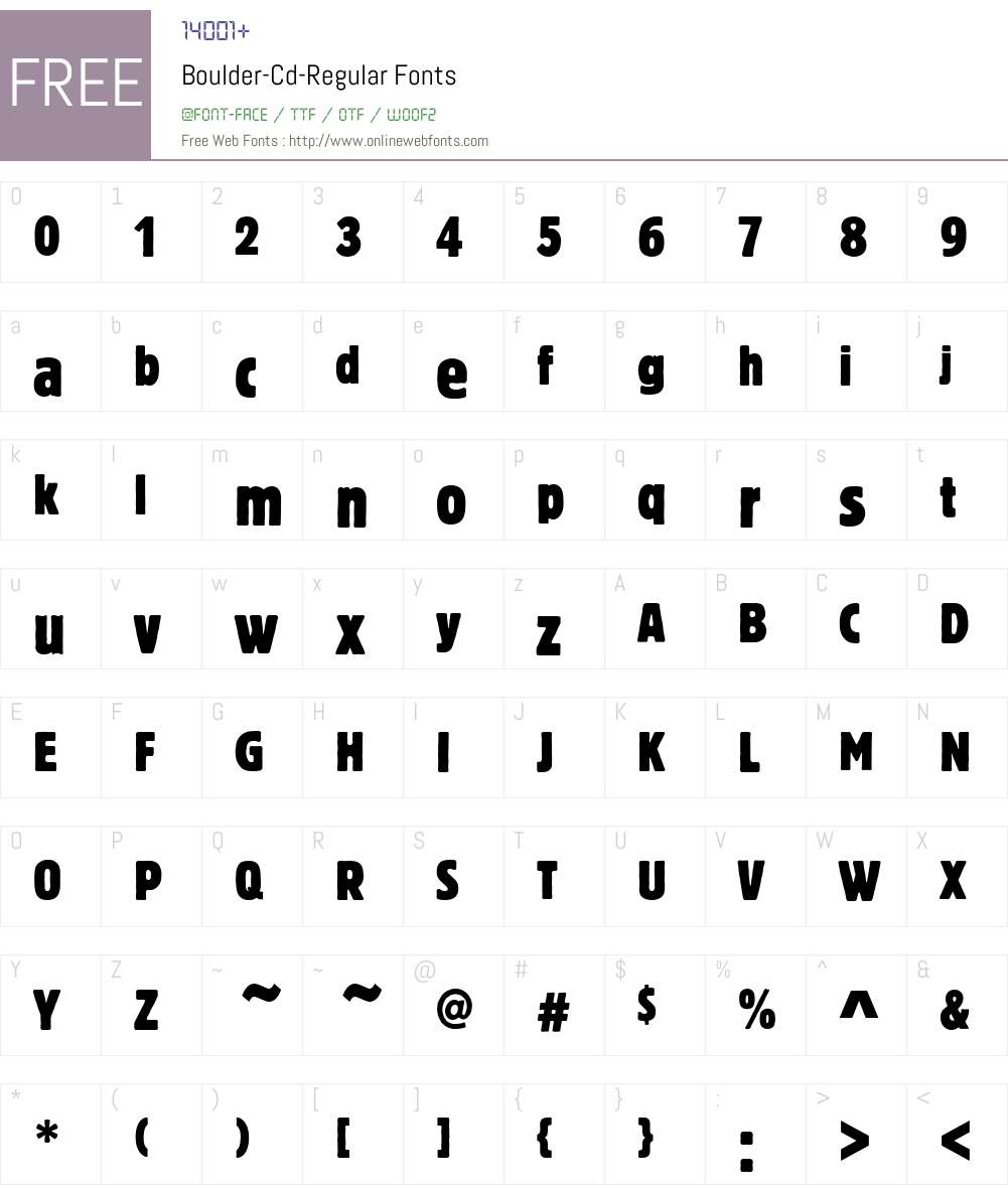 Boulder-Cd Font Screenshots