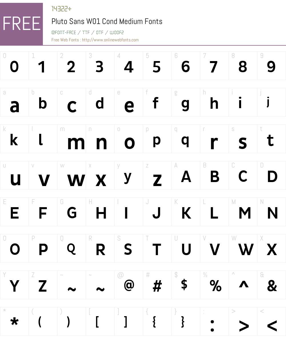 PlutoSansW01-CondMedium Font Screenshots