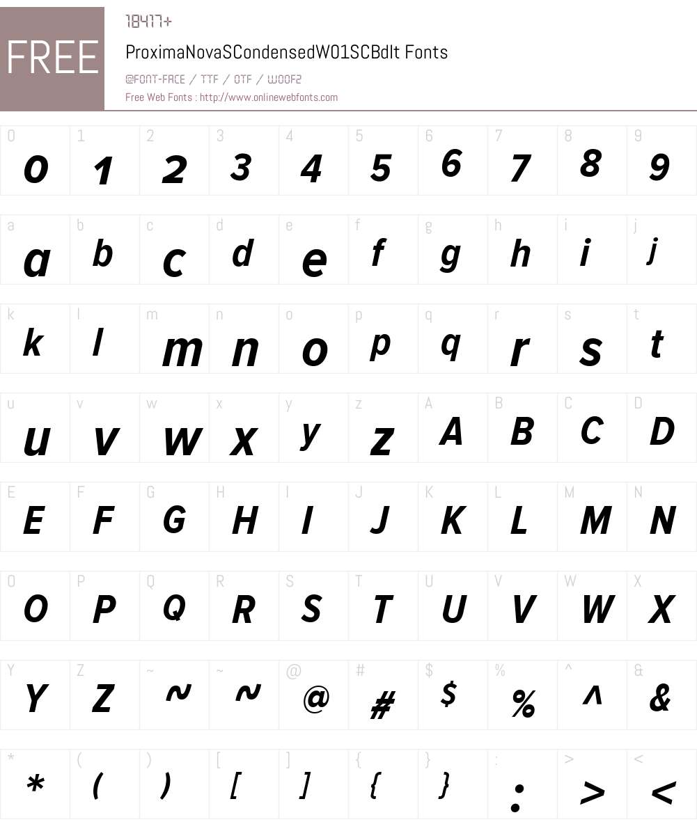 ProximaNovaSCondensedW01SC-BdIt Font Screenshots