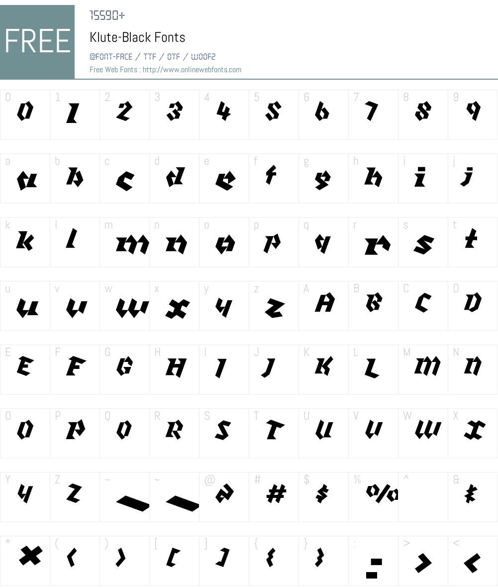 Klute Font Screenshots