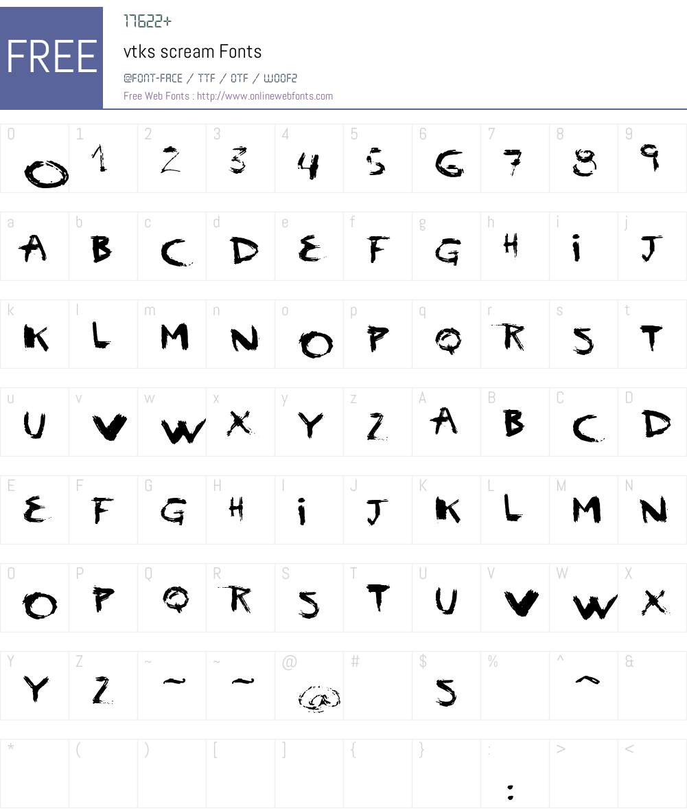 vtks scream Font Screenshots