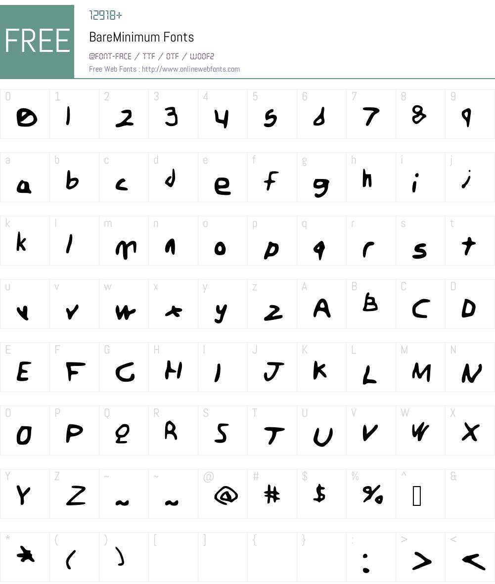 BareMinimum Font Screenshots