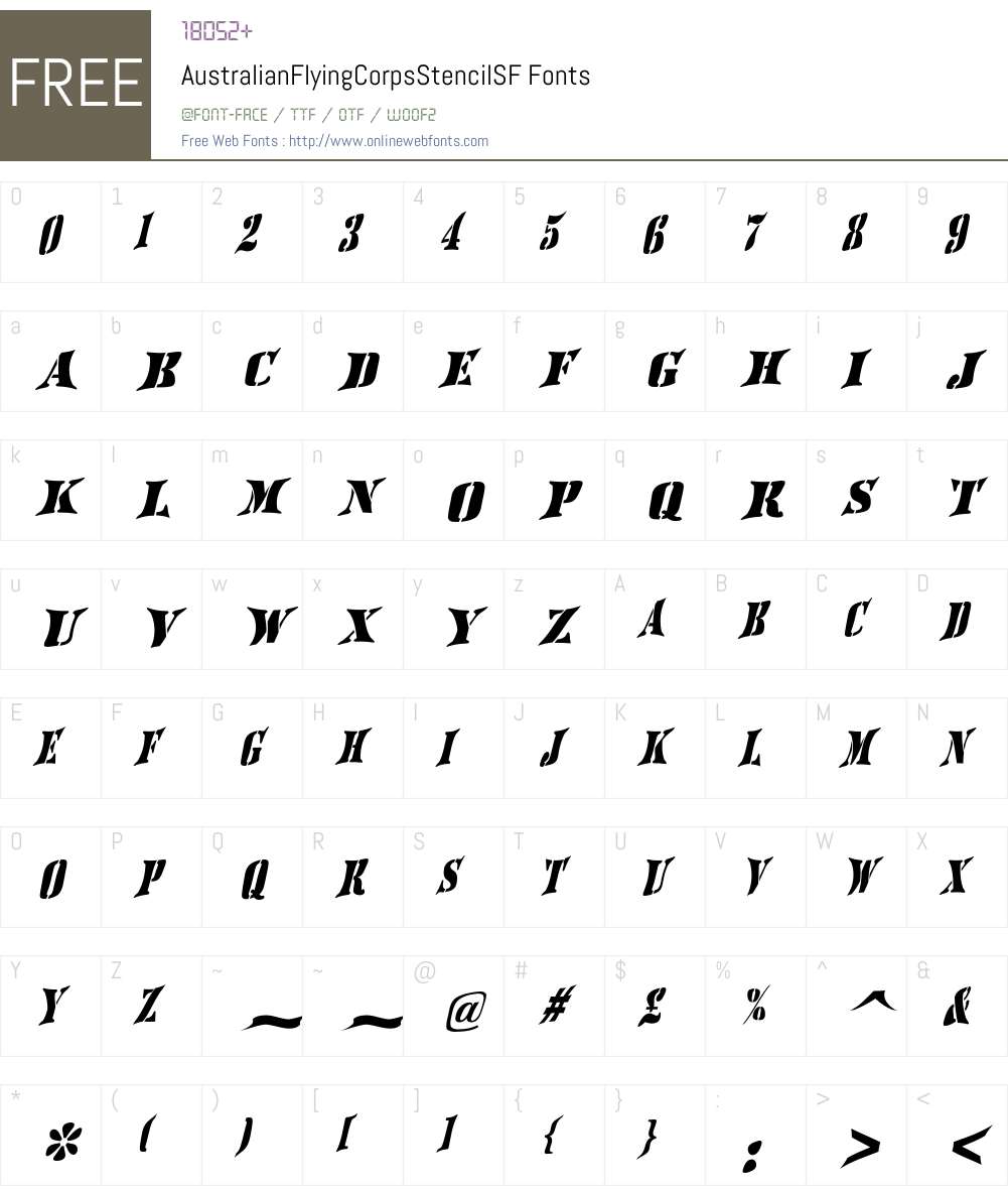 AustralianFlyingCorpsStencilSF Font Screenshots