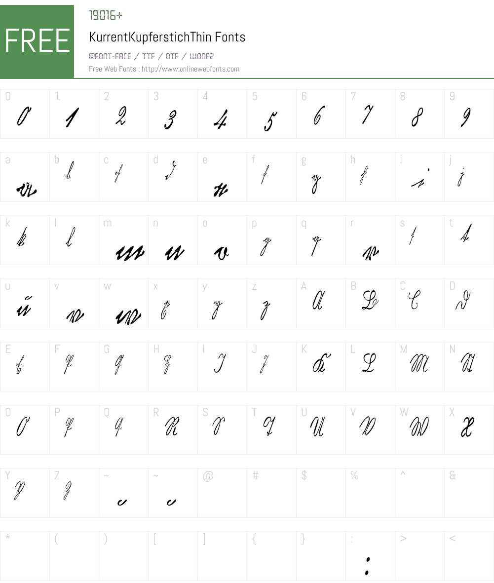 KurrentKupferstichThin Font Screenshots