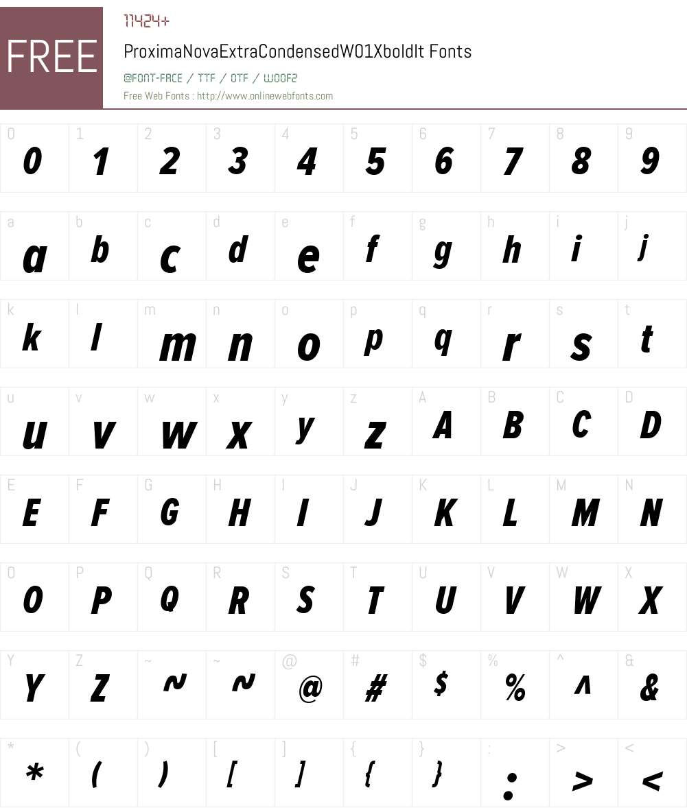 ProximaNovaExtraCondensedW01-XboldIt Font Screenshots