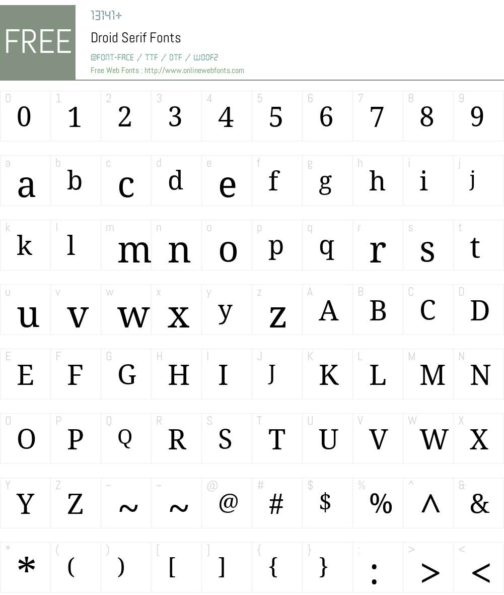 Droid Serif Font Screenshots