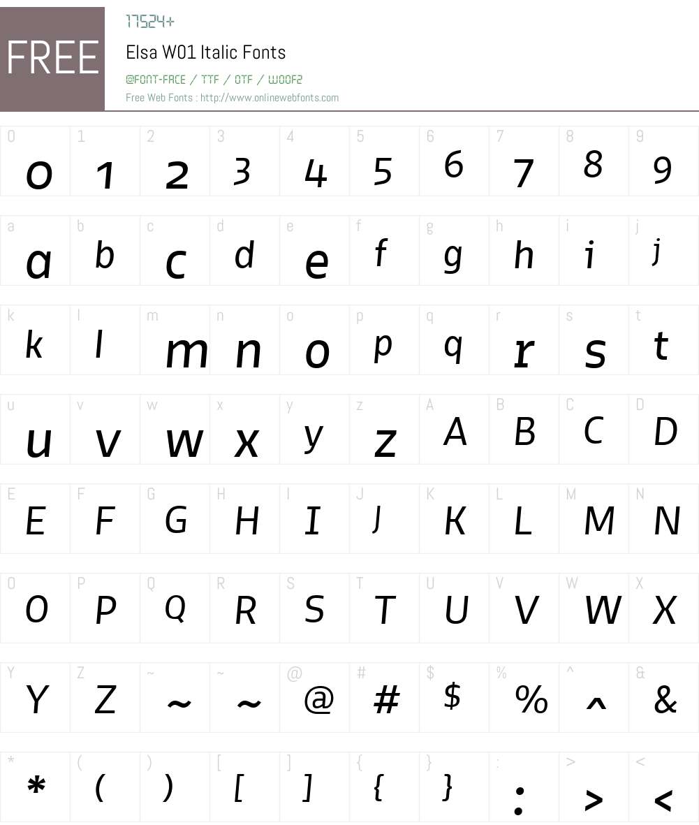 ElsaW01-Italic Font Screenshots