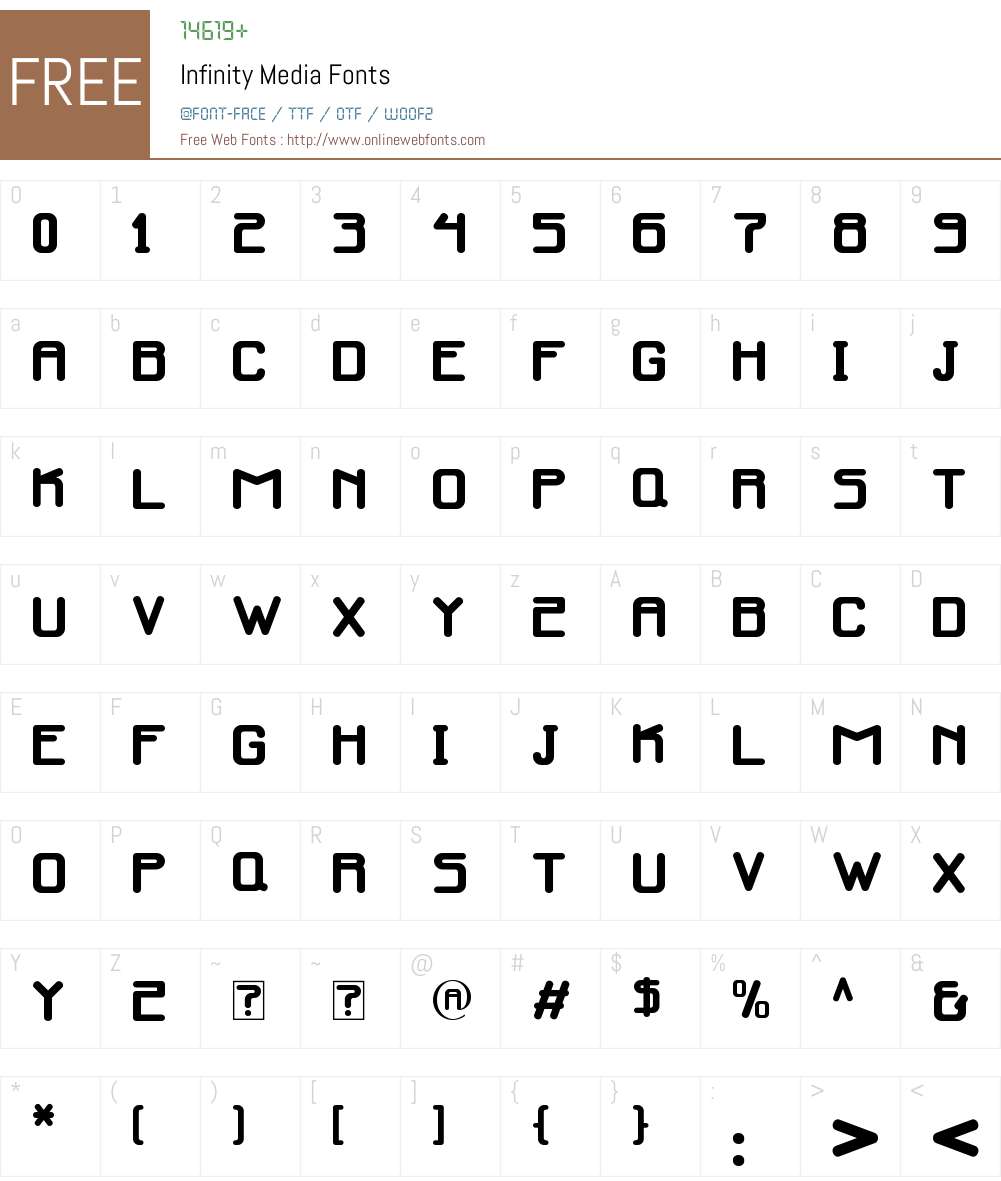 Infinity Media Font Screenshots