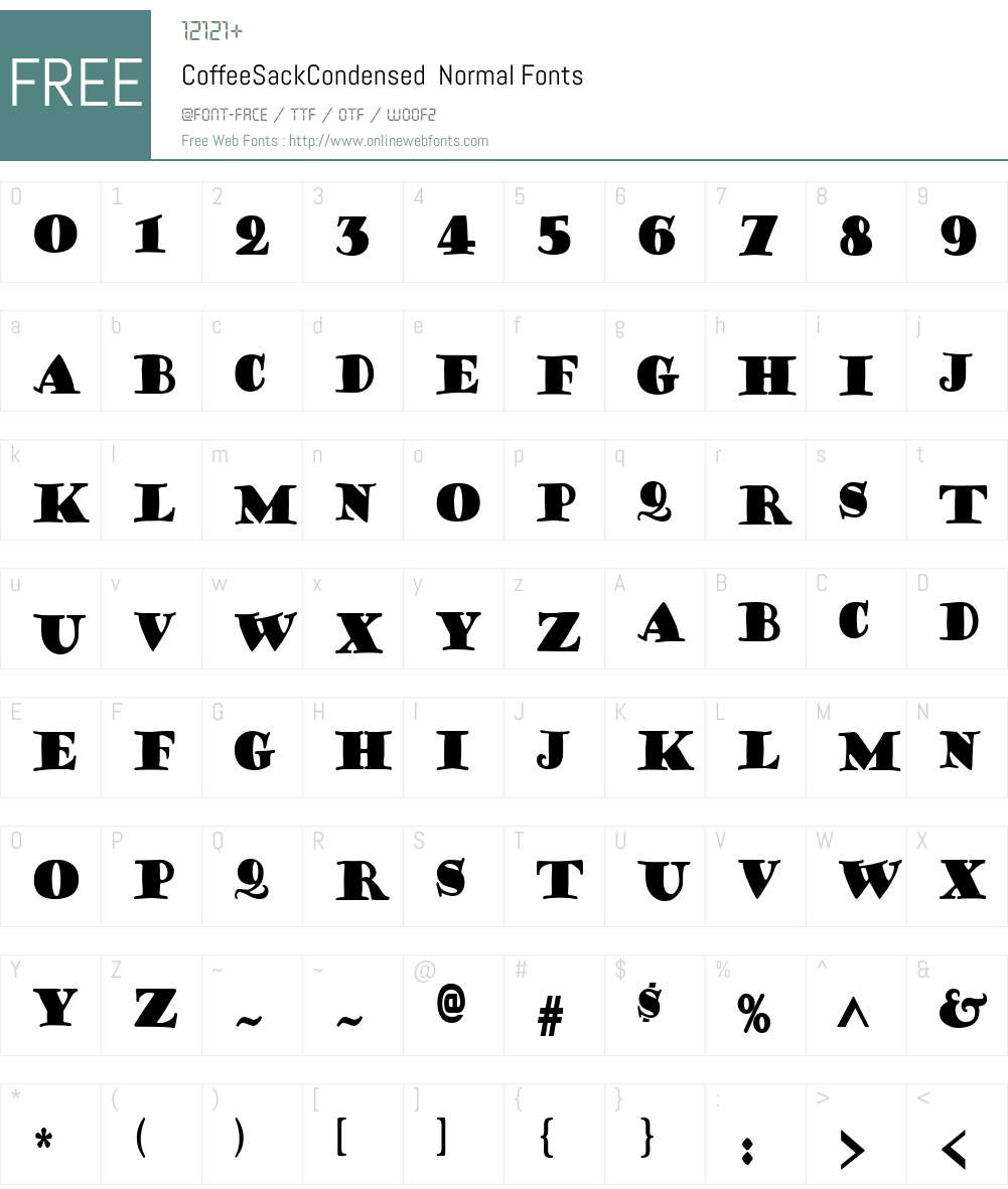 CoffeeSackCondensed Font Screenshots