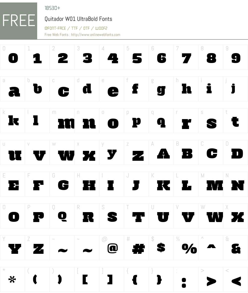 QuitadorW01-UltraBold Font Screenshots