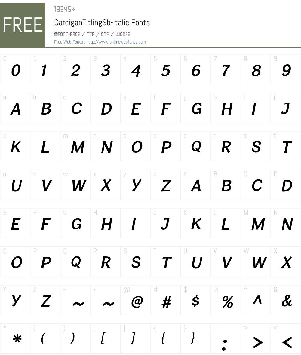 Cardigan Titling Font Screenshots