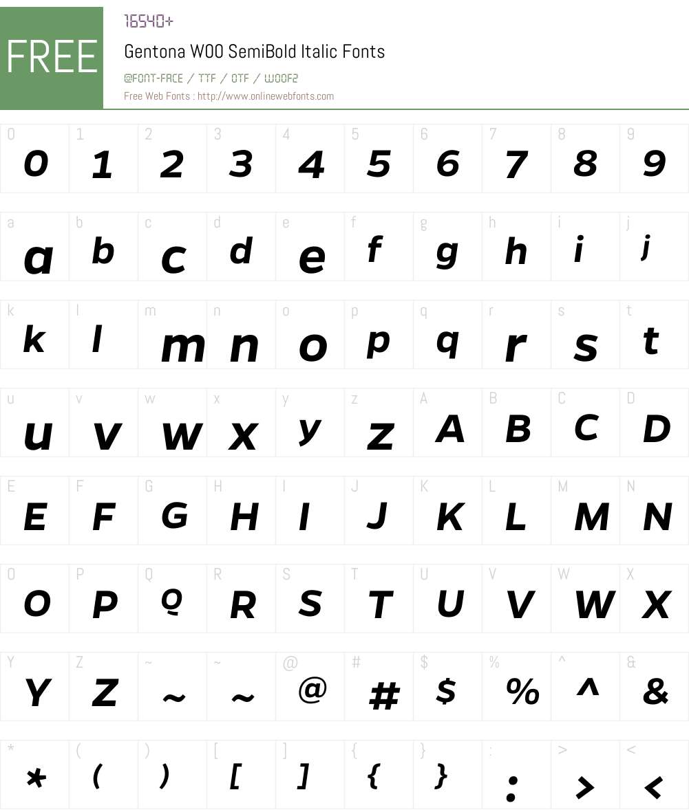 GentonaW00-SemiBoldItalic Font Screenshots