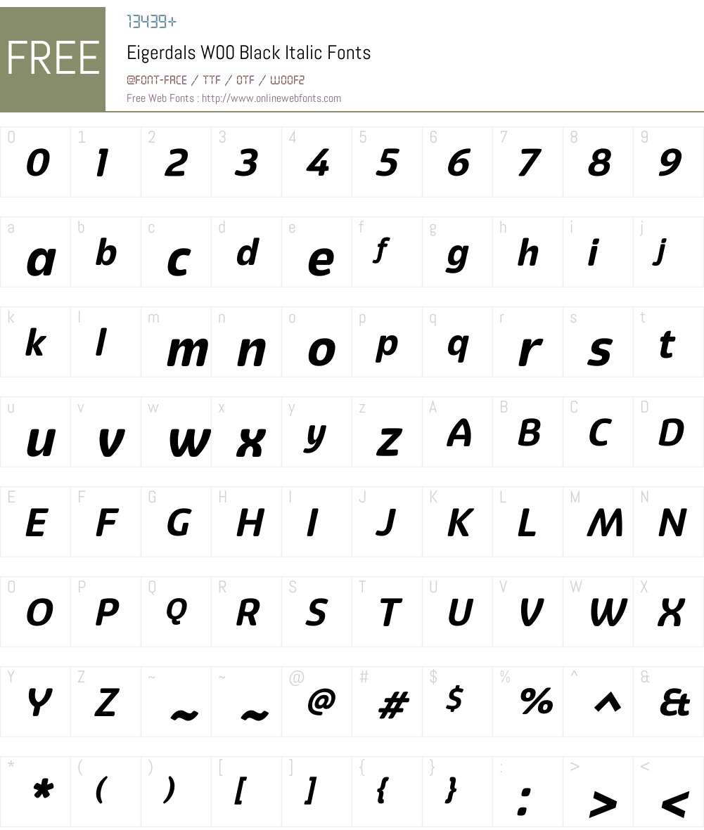 Eigerdals Black Italic Font Screenshots