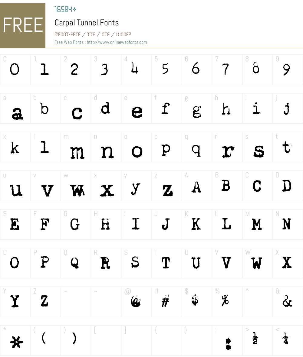 Carpal Tunnel Font Screenshots