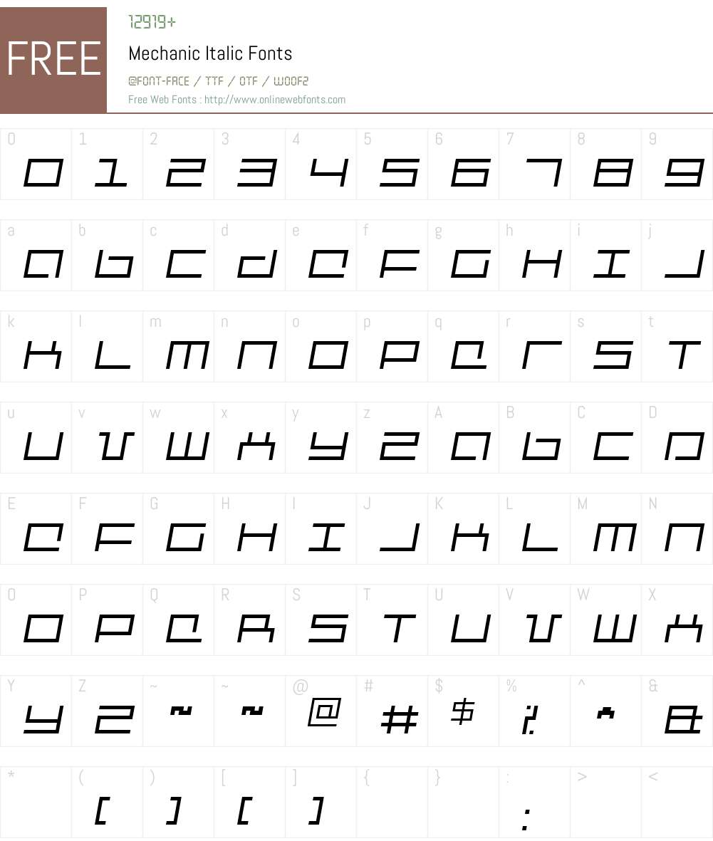Mechanic Font Screenshots