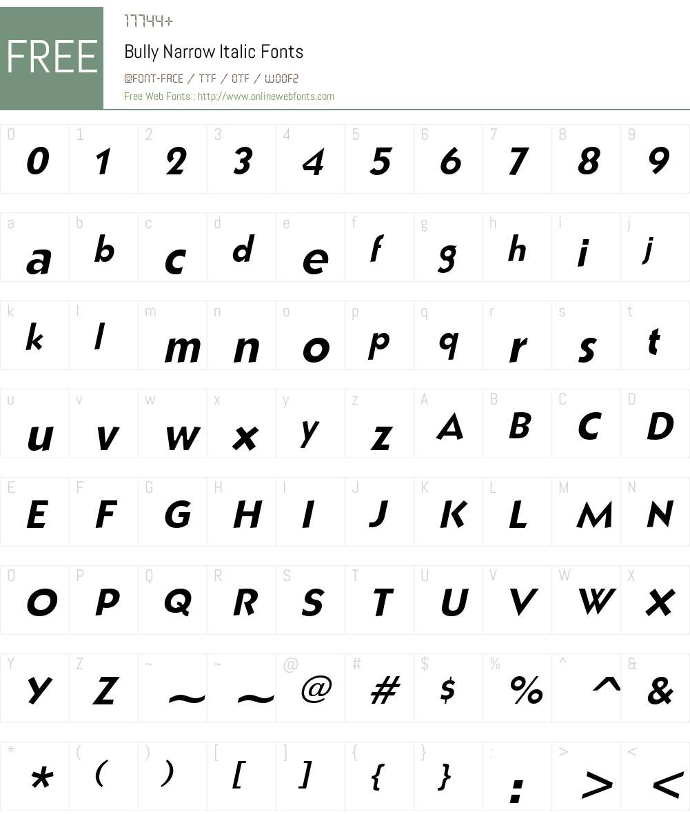 Bully Narrow Font Screenshots