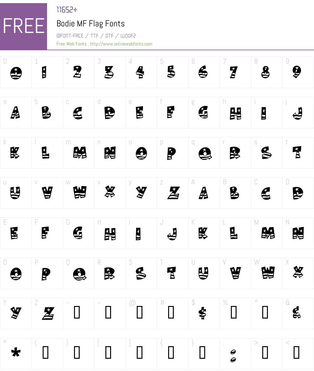 Bodie MF Flag Font Screenshots