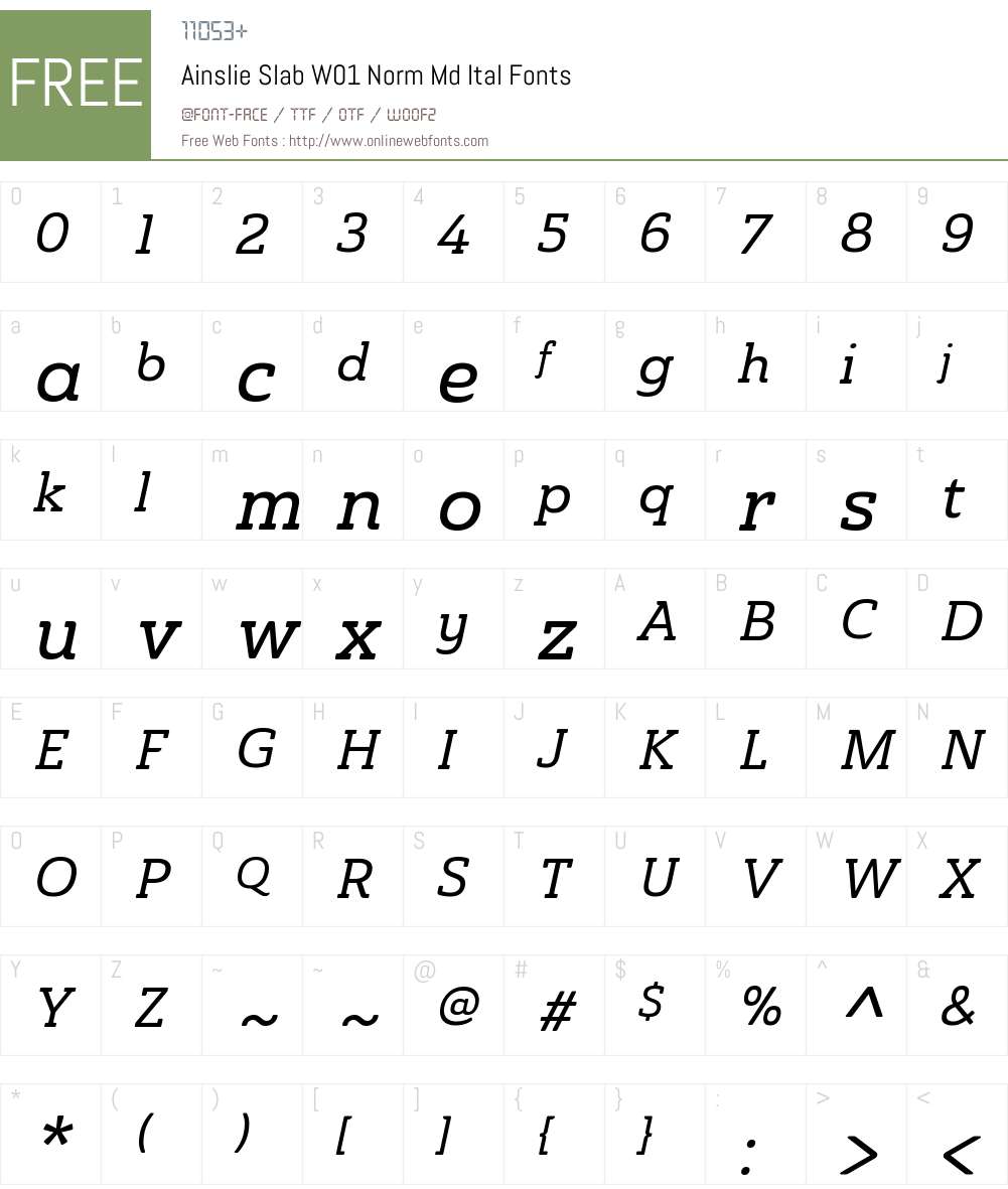 AinslieSlabW01-NormMdItal Font Screenshots