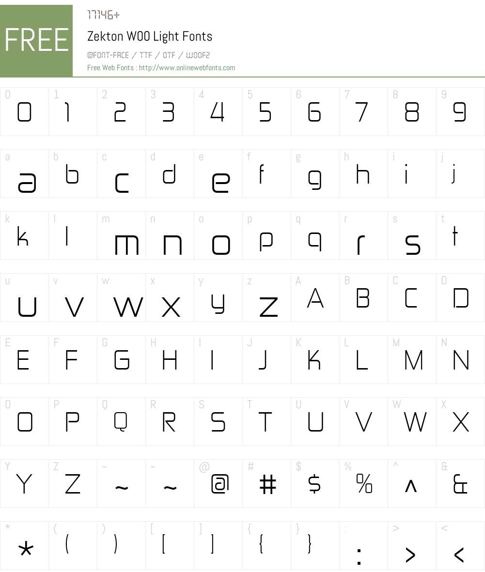 ZektonW00-Light Font Screenshots