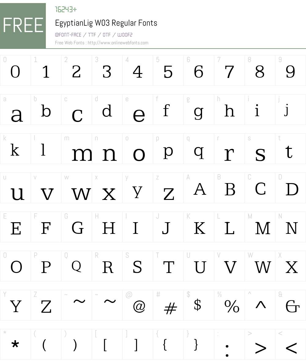 Egyptian 505 Font Screenshots
