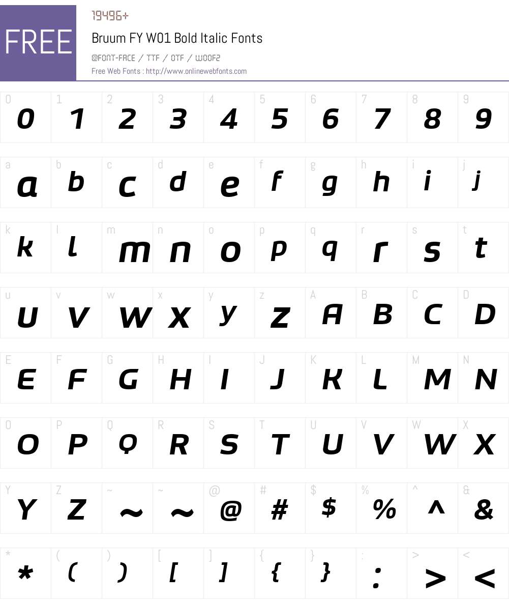 BruumFYW01-BoldItalic Font Screenshots