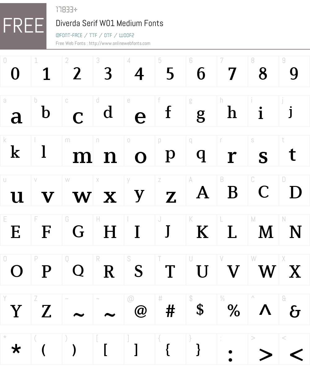DiverdaSerifW01-Medium Font Screenshots