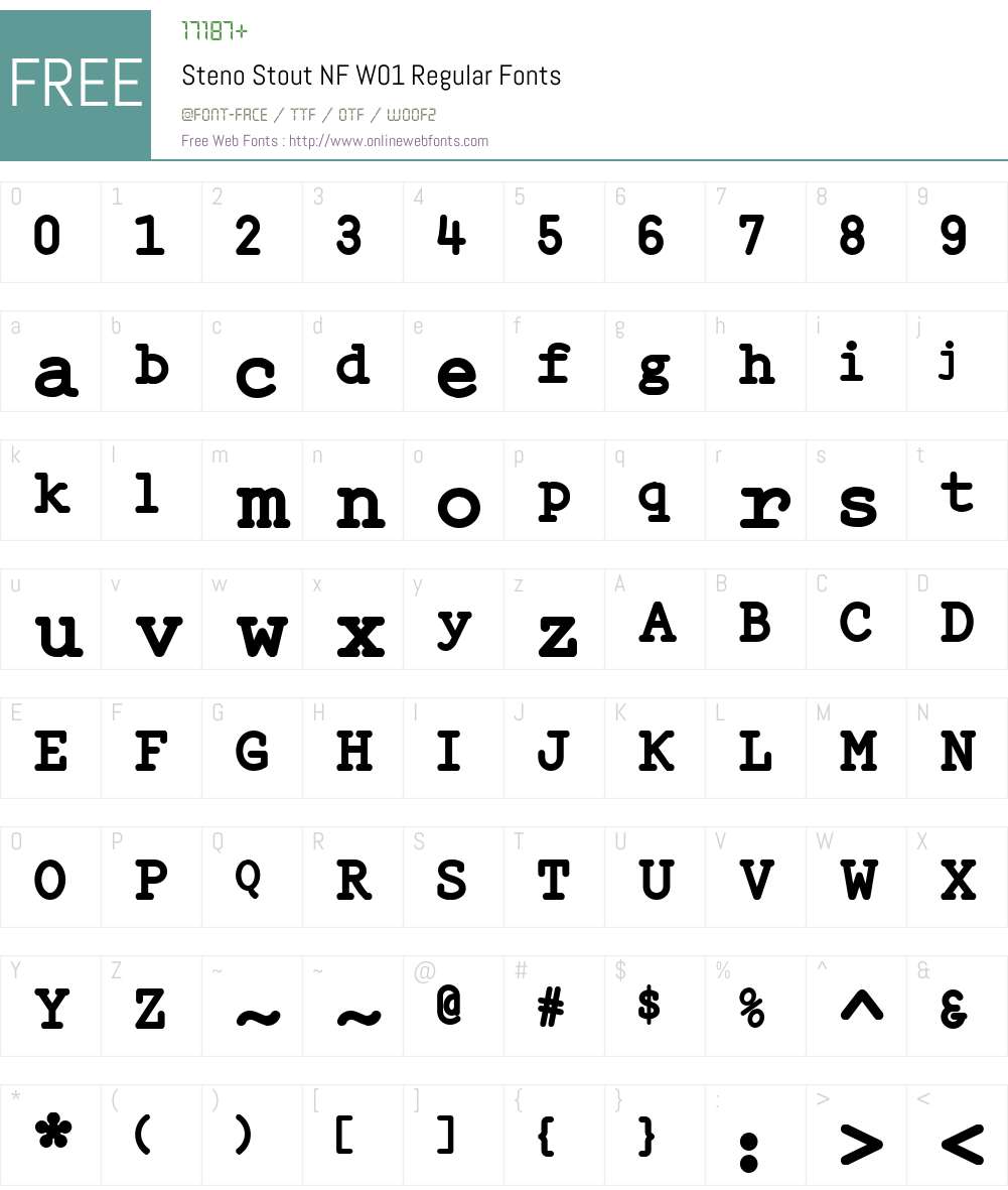 StenoStoutNFW01-Regular Font Screenshots